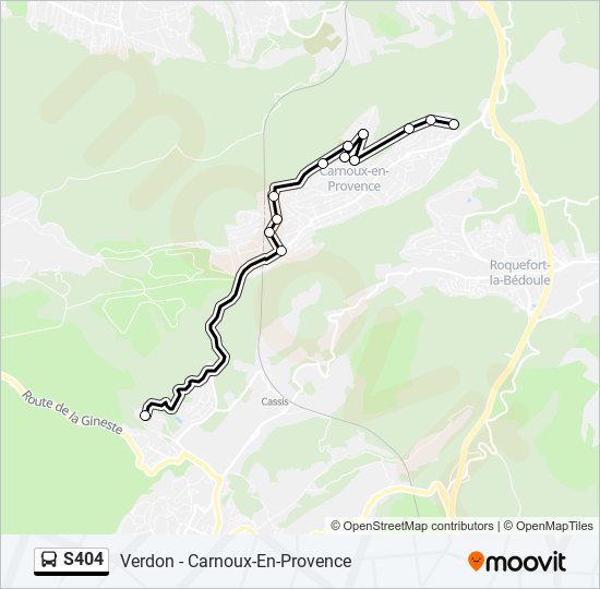 Plan de la ligne S404 de bus