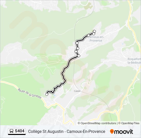 Plan de la ligne S404 de bus