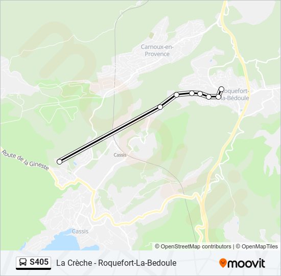 Plan de la ligne S405 de bus