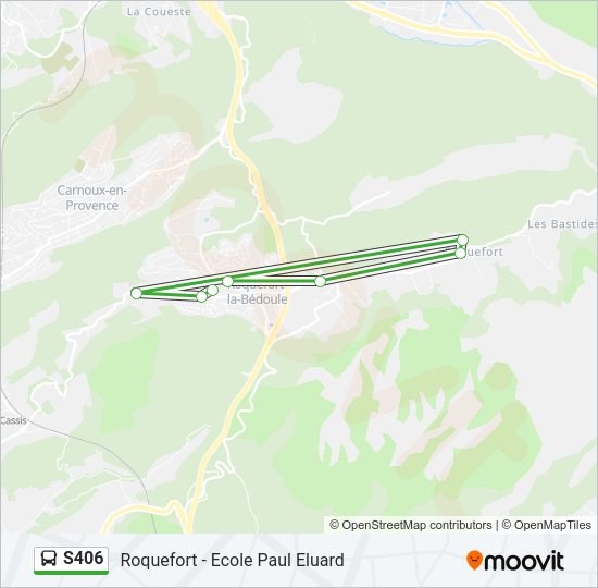 Plan de la ligne S406 de bus