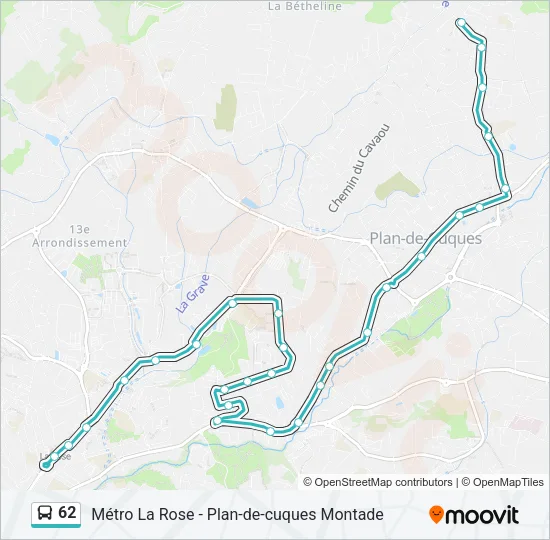 62 Bus Line Map