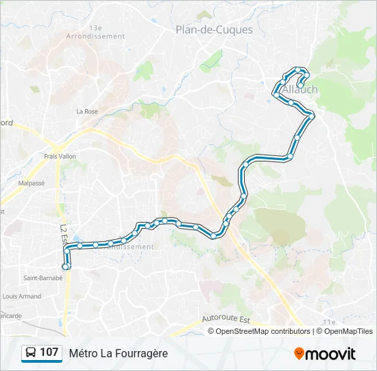 107 Bus Line Map