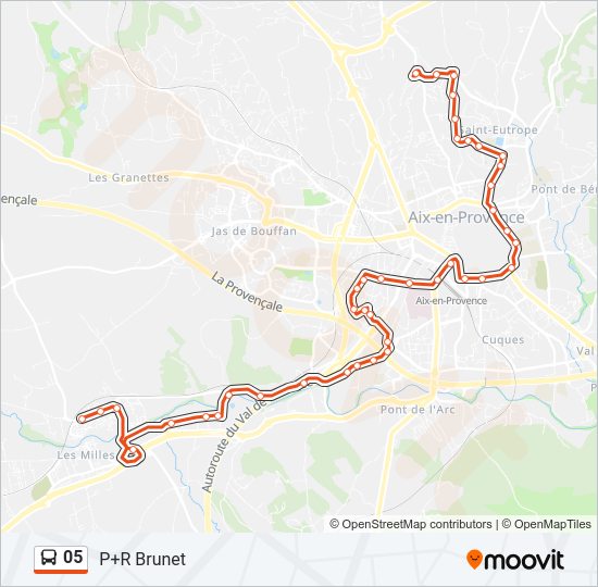 Plan de la ligne 05 de bus