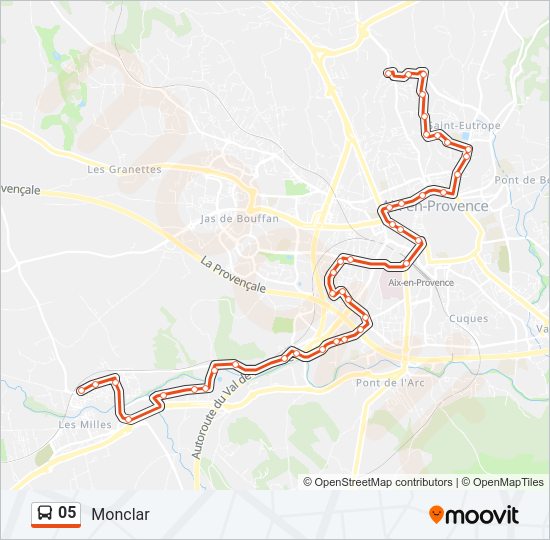 Plan de la ligne 05 de bus