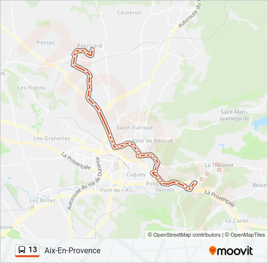 13 Bus Line Map