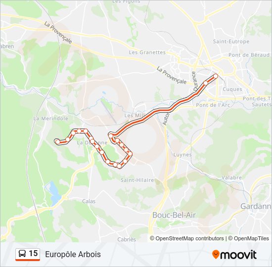 Plan de la ligne 15 de bus