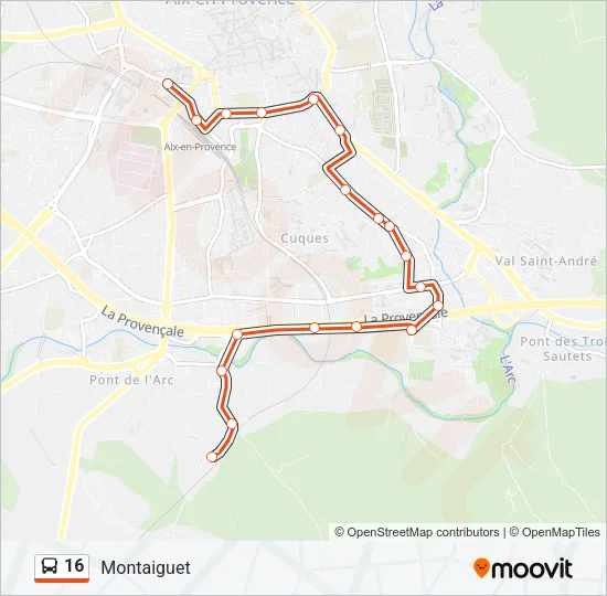 16 Bus Line Map