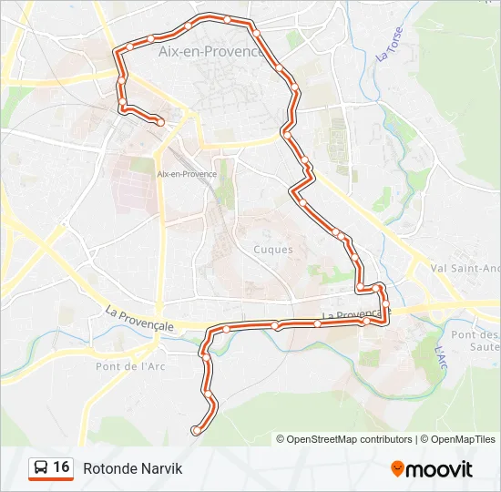 16 Bus Line Map
