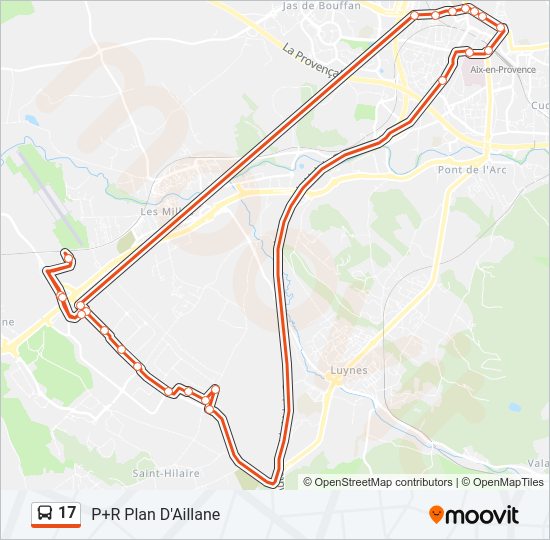 Plan de la ligne 17 de bus