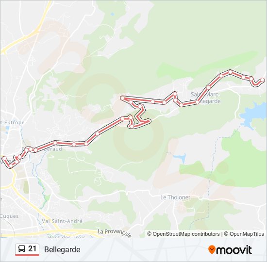 21 bus Line Map