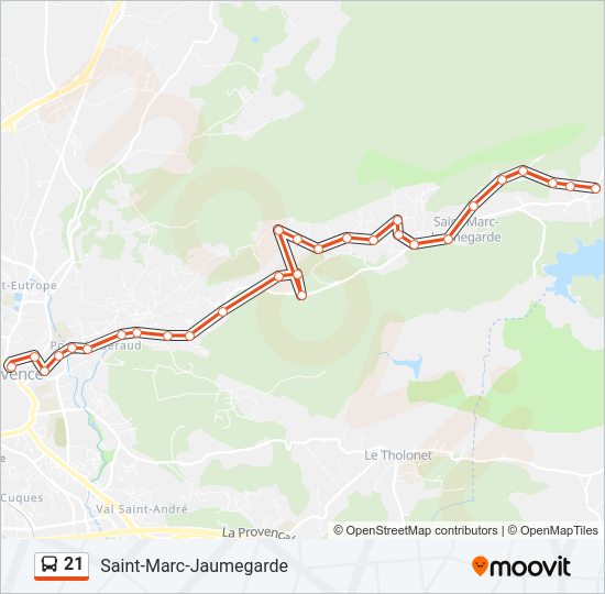 Plan de la ligne 21 de bus