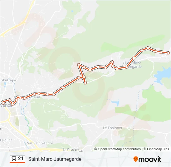 21 Bus Line Map