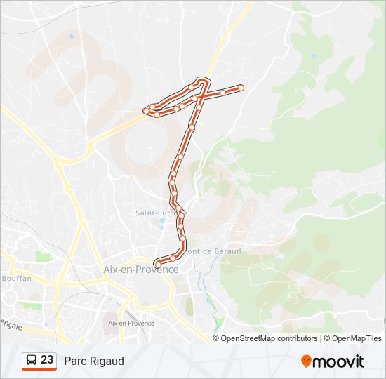 Plan de la ligne 23 de bus