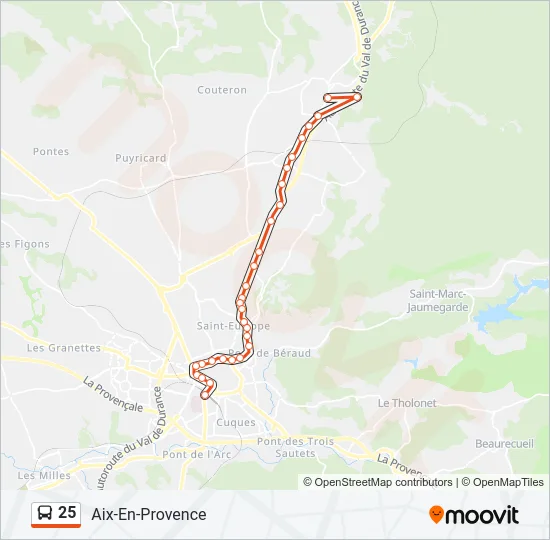 25 Bus Line Map