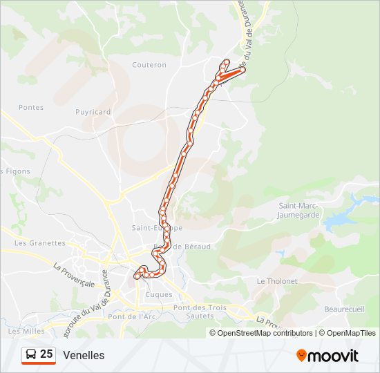 Plan de la ligne 25 de bus