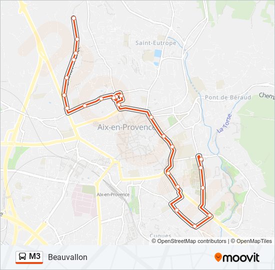 M3 bus Line Map