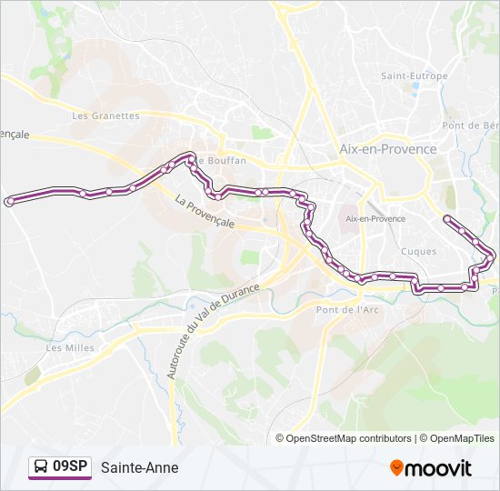 Plan de la ligne 09SP de bus