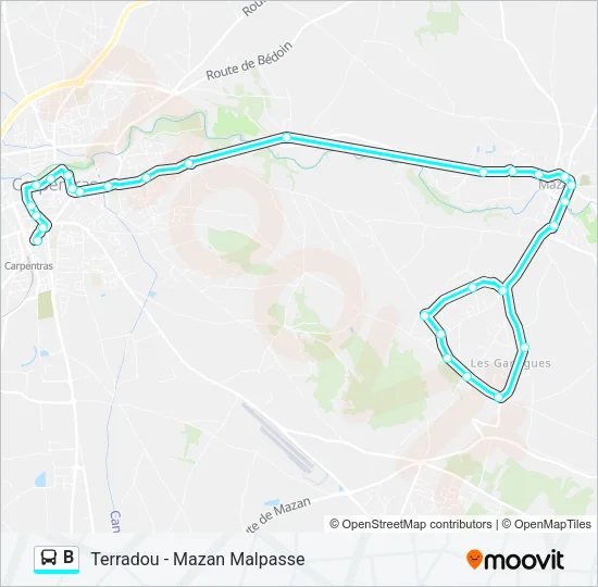 B Bus Line Map