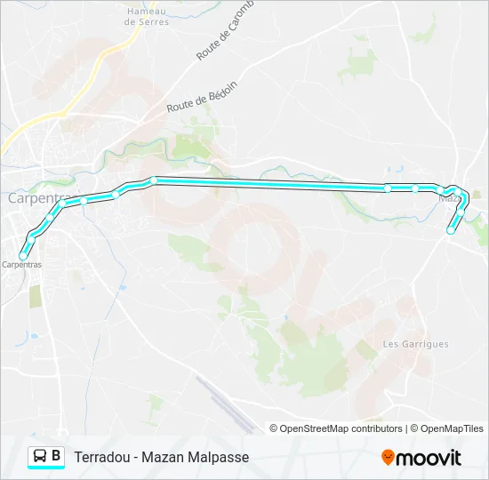 B Bus Line Map