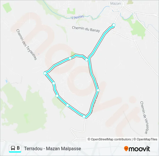 B Bus Line Map