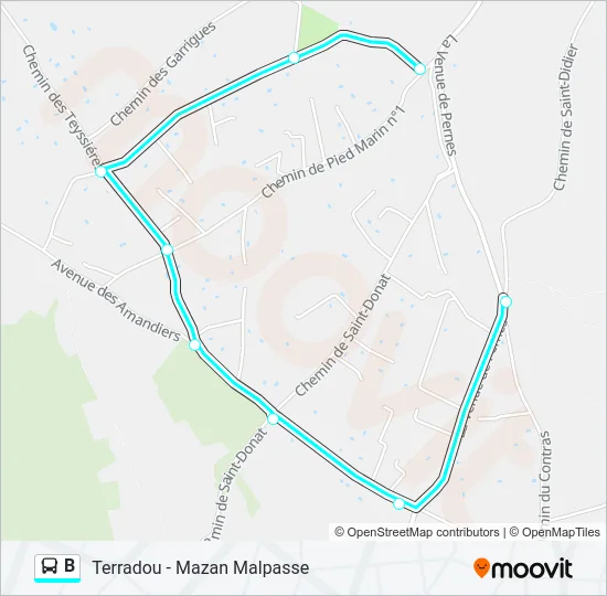 B Bus Line Map