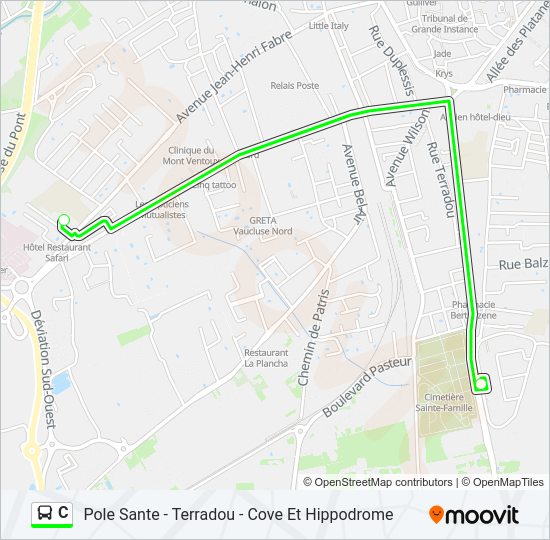 Plan de la ligne C de bus