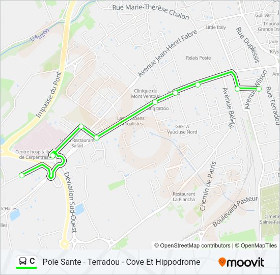 Plan de la ligne C de bus