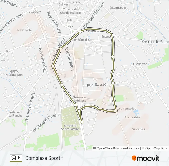 E Bus Line Map