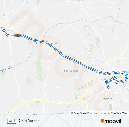 Plan de la ligne I de bus