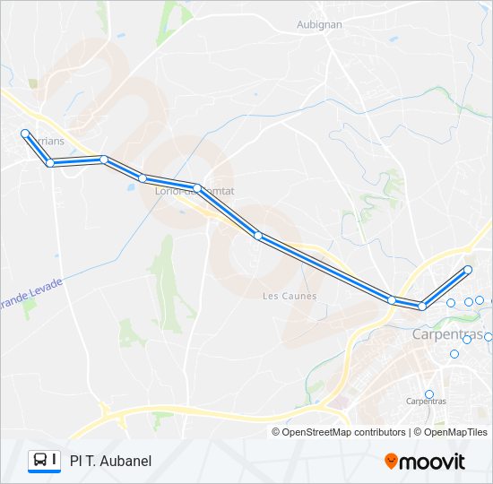 Plan de la ligne I de bus