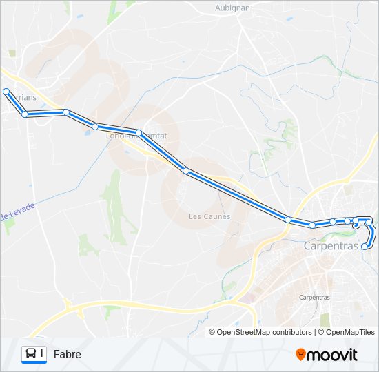 Plan de la ligne I de bus