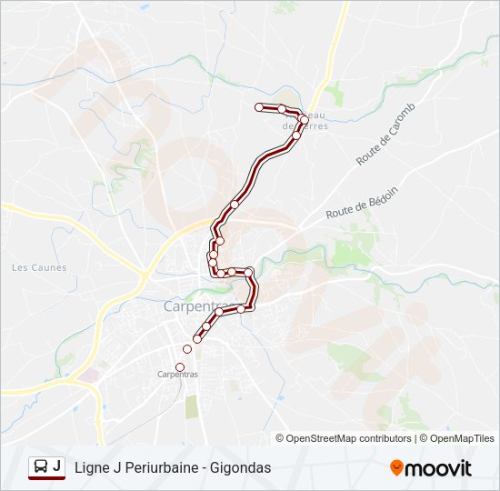 Plan de la ligne J de bus