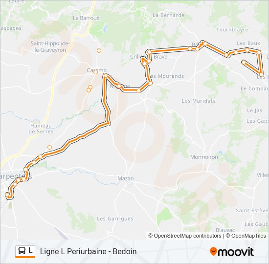 Plan de la ligne L de bus