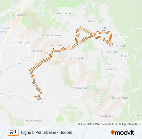 Plan de la ligne L de bus