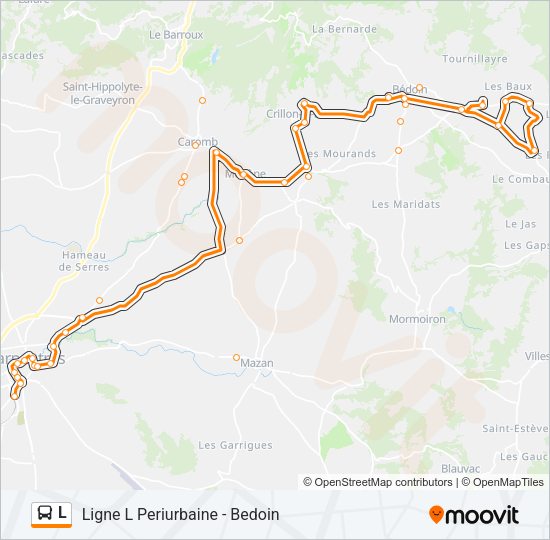 Plan de la ligne L de bus