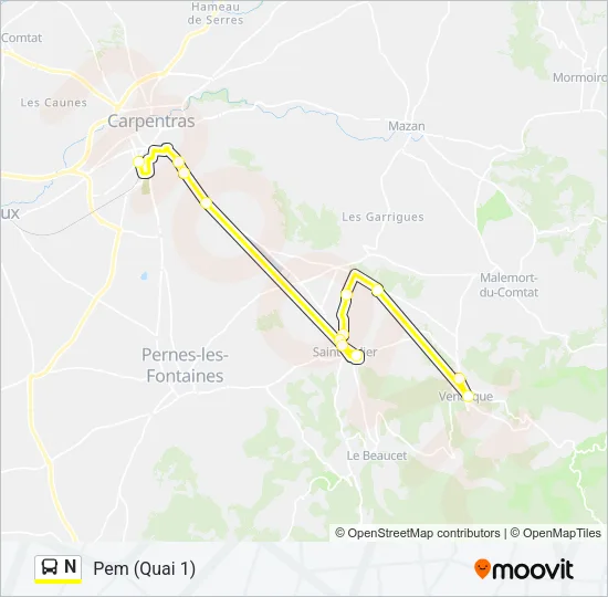 N Bus Line Map