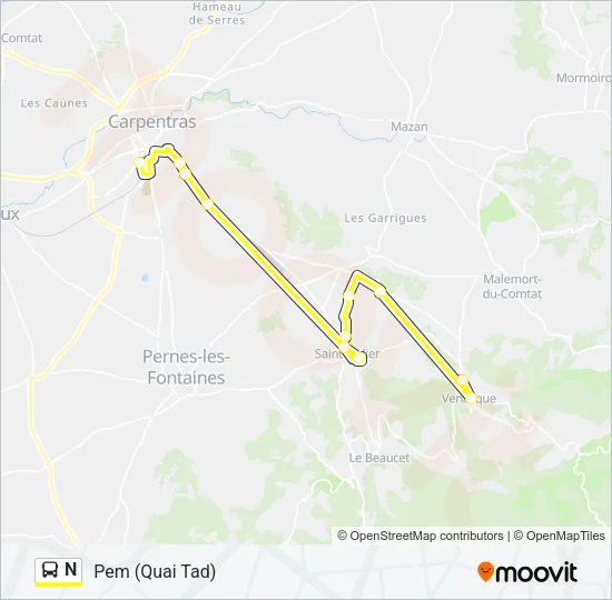 N Bus Line Map