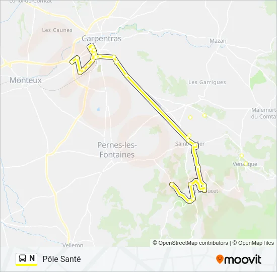 N Bus Line Map