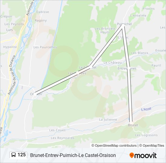 125 bus Line Map