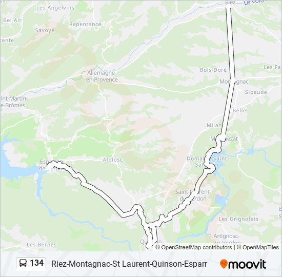 Mapa de 134 de autobús