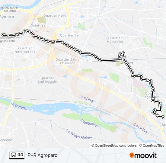 Plan de la ligne 04 de bus