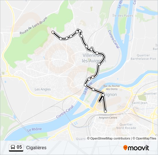 Plan de la ligne 05 de bus