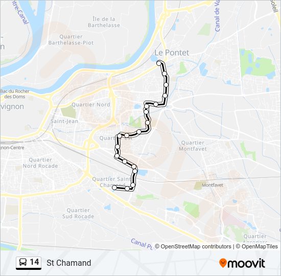 Plan de la ligne 14 de bus