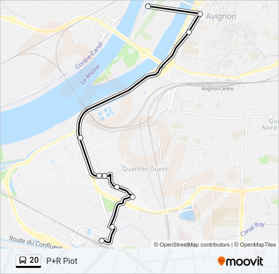 Plan de la ligne 20 de bus
