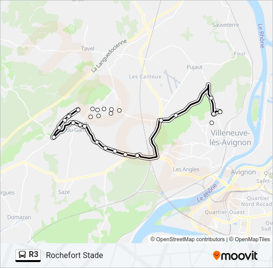 Plan de la ligne R3 de bus