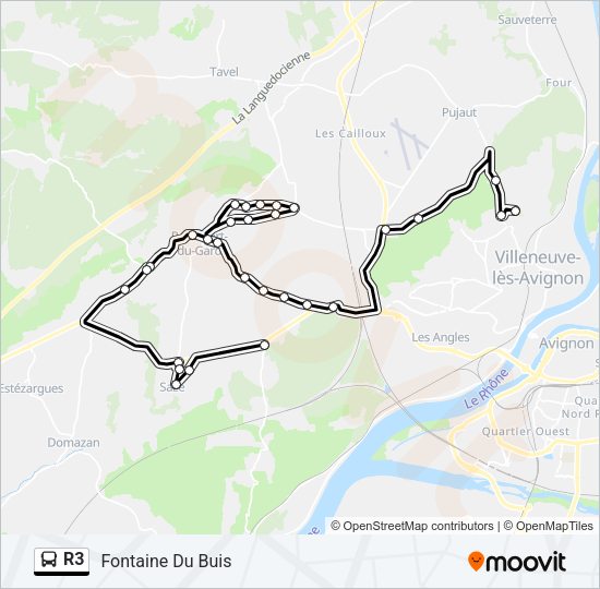 Plan de la ligne R3 de bus