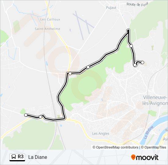 Plan de la ligne R3 de bus