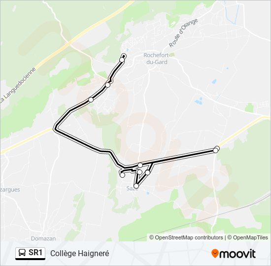 Mapa de SR1 de autobús