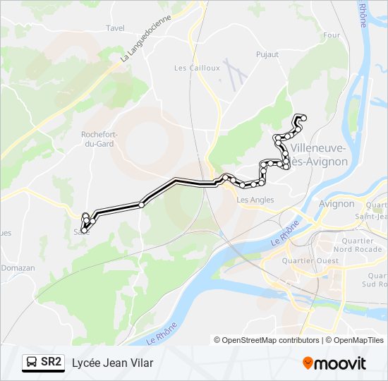 Plan de la ligne SR2 de bus