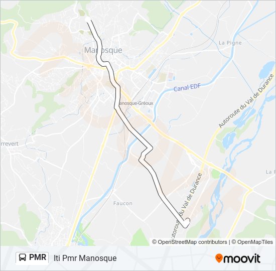 Plan de la ligne PMR de bus